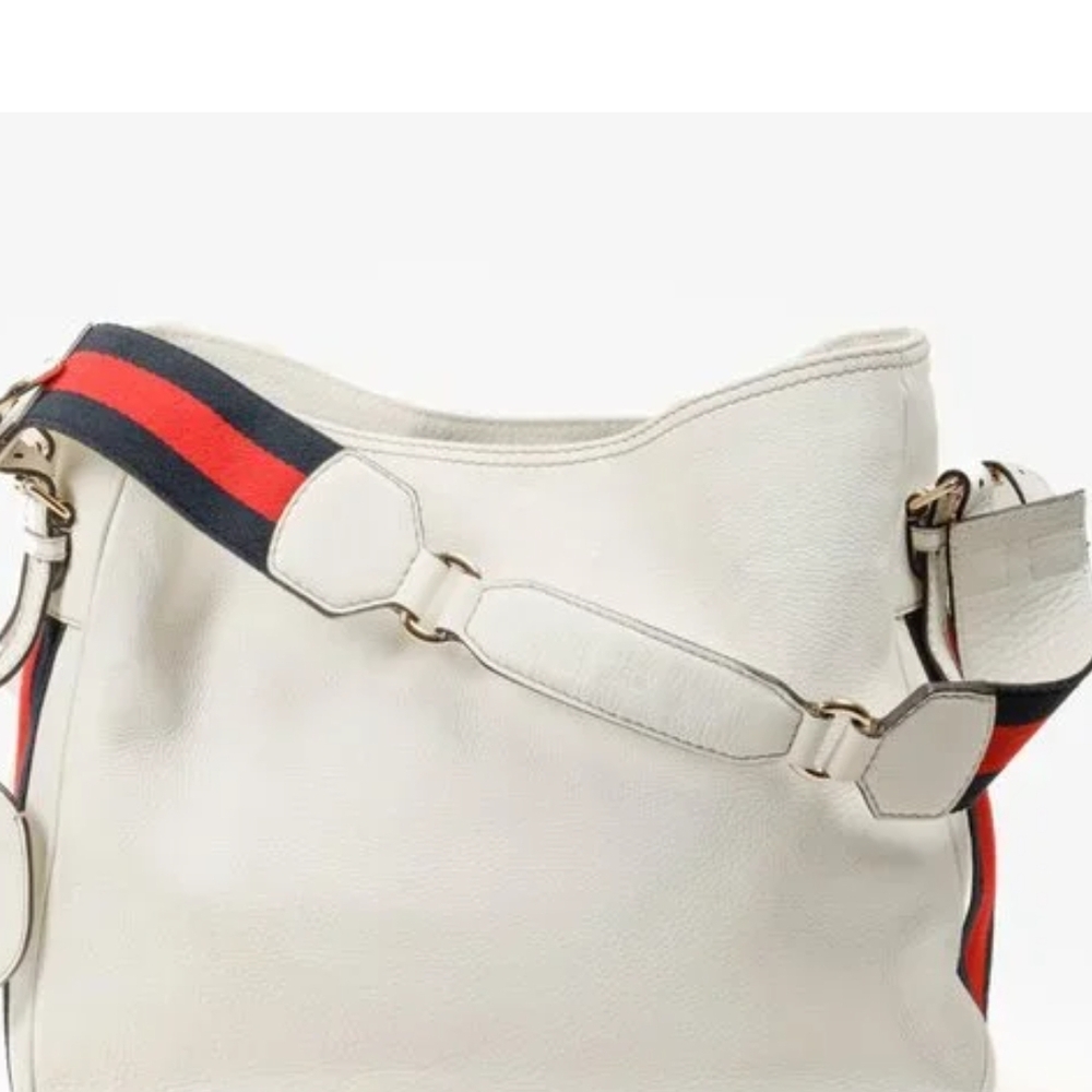 GUCCI 80's stylish White Leather Shoulder Bag